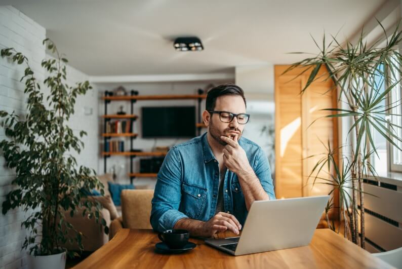 Middle aged Male Pondering Questions